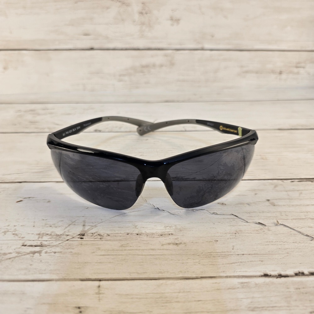 SolarComfort Polarized Sport Sunglasses Black Wrap Around SC PS-020‎ BLK SMK